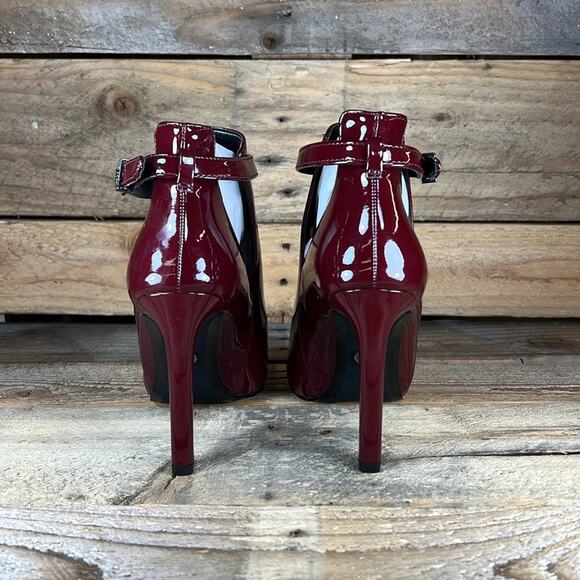 MICHAEL Michael Kors Lawson Open Toe Leather Bootie - Burgundy - 6.5 - NWOB - Picture 4 of 9